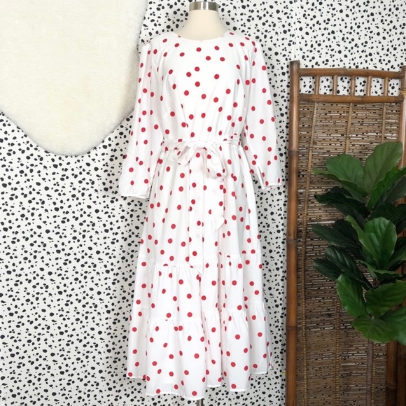Eloquii Dresses & Skirts - NEW Eloquii | Polka Dot Tiered White Midi Dress Plus Size 16